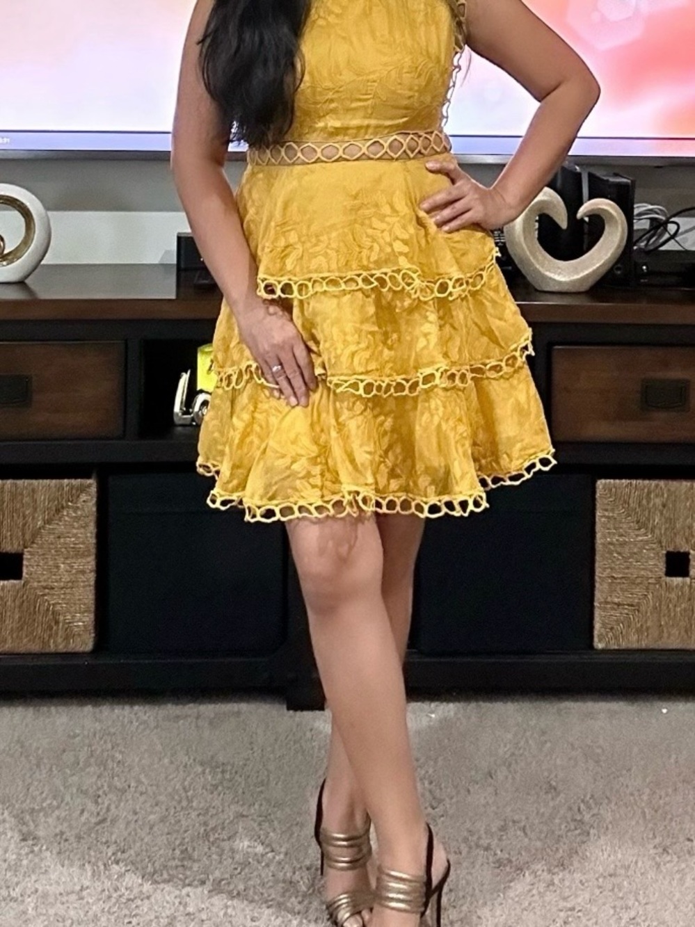 Beautiful Mustard Yellow Layered Dress